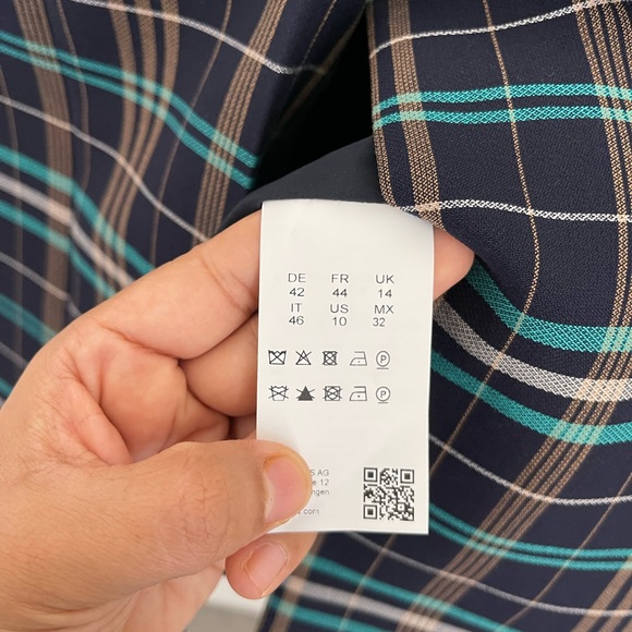 HUGO BOSS Daela Plaid Stretch Cotton Dress Size 10 - Picture 9 of 11